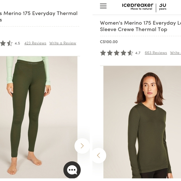 Icebreaker Women's Merino Wool 175 Green Leggings & Long sleeve Top XL NWT - Picture 1 of 15